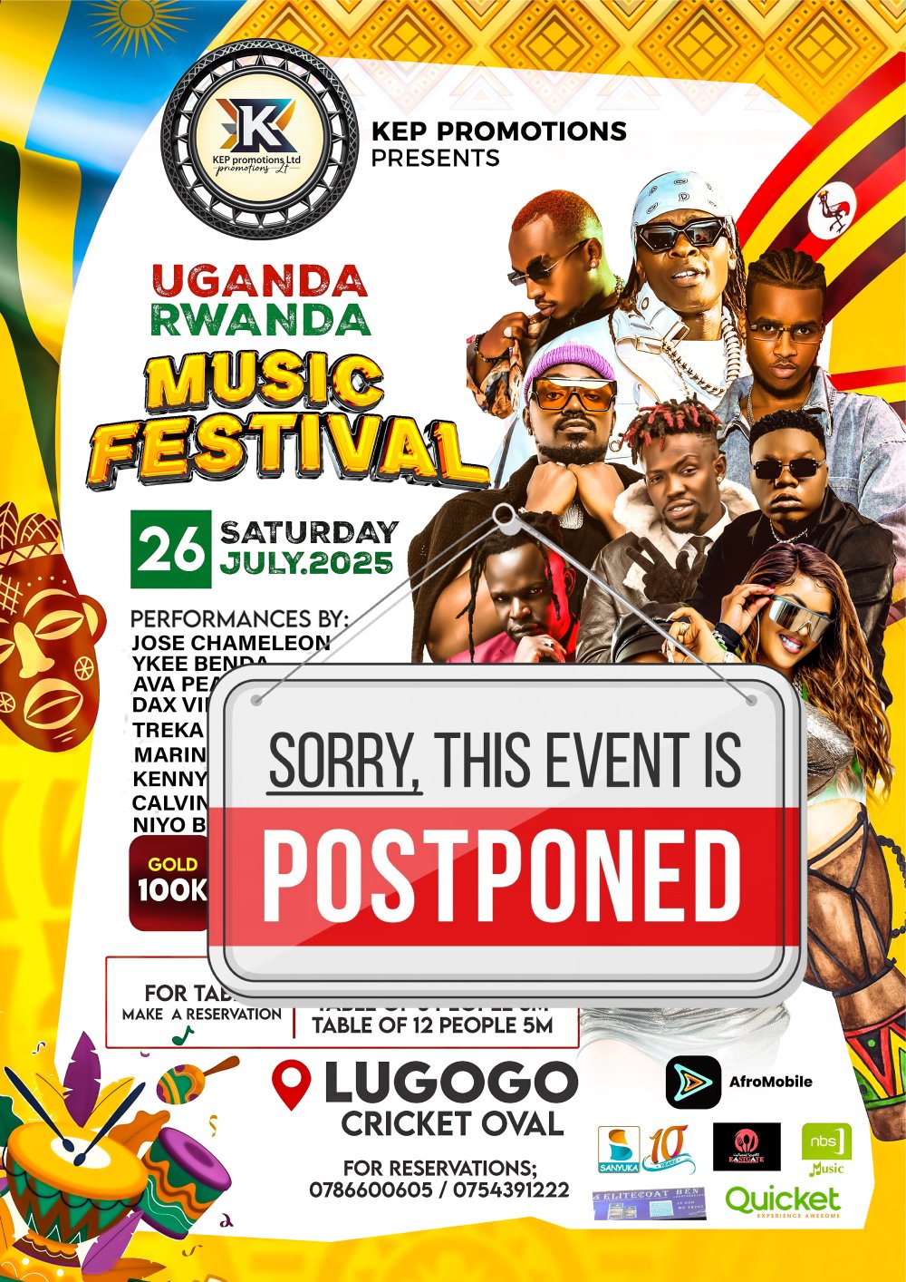 Kampala: Igitaramo cya Uganda-Rwanda Music Festival cyasubitswe habura amasaha make ngo gitangire